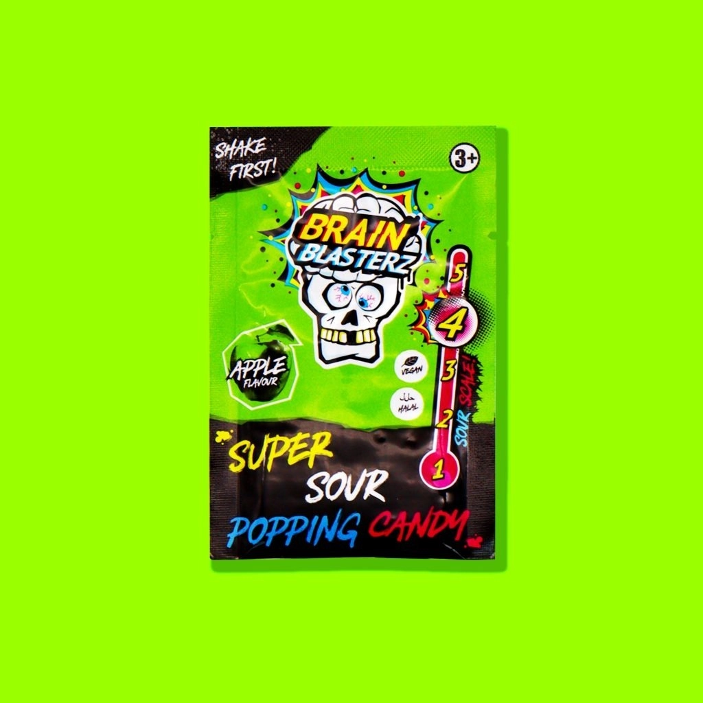 Brain Blasterz Apple Flaovour Super Sour Popping Candy
