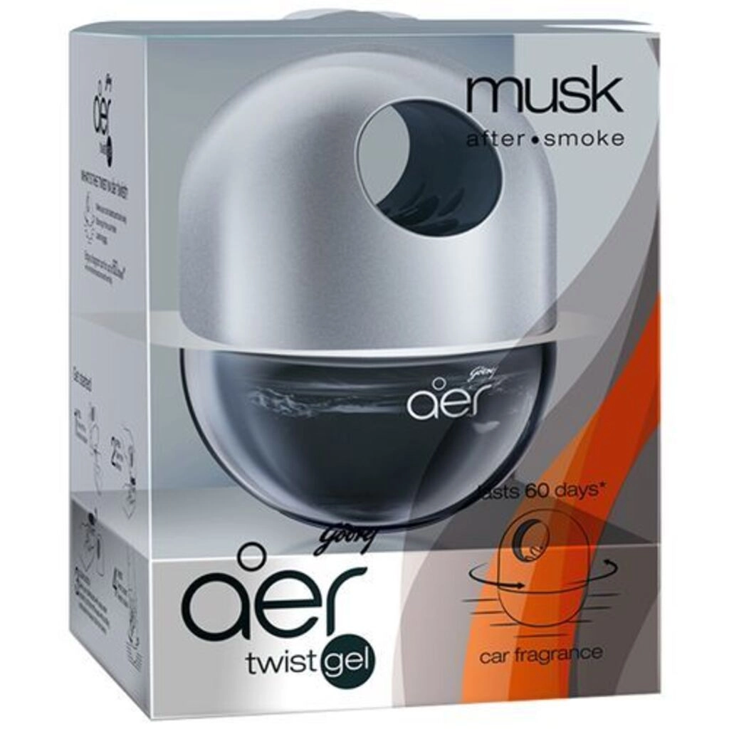 Aer Twist Gel Musk After Smoke Car Freshener Kit & Gel