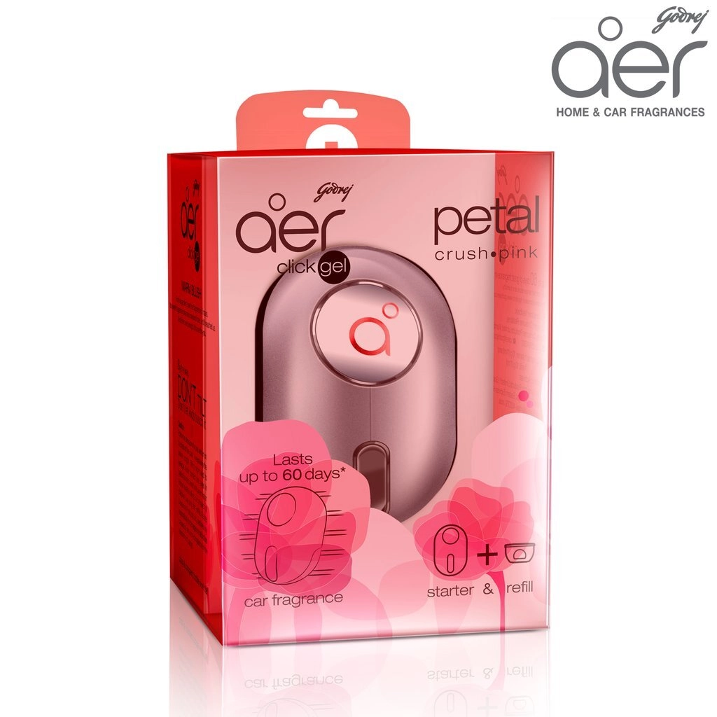 Aer Click Gel Petal Crush Pink Car Freshener Kit & Gel