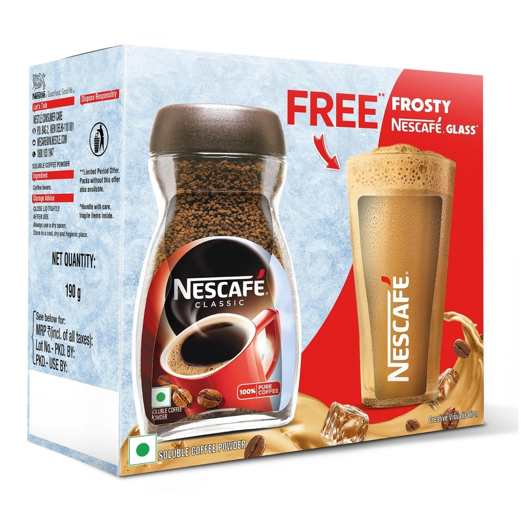 Classic Instant Coffee Jar with Frosty Glass