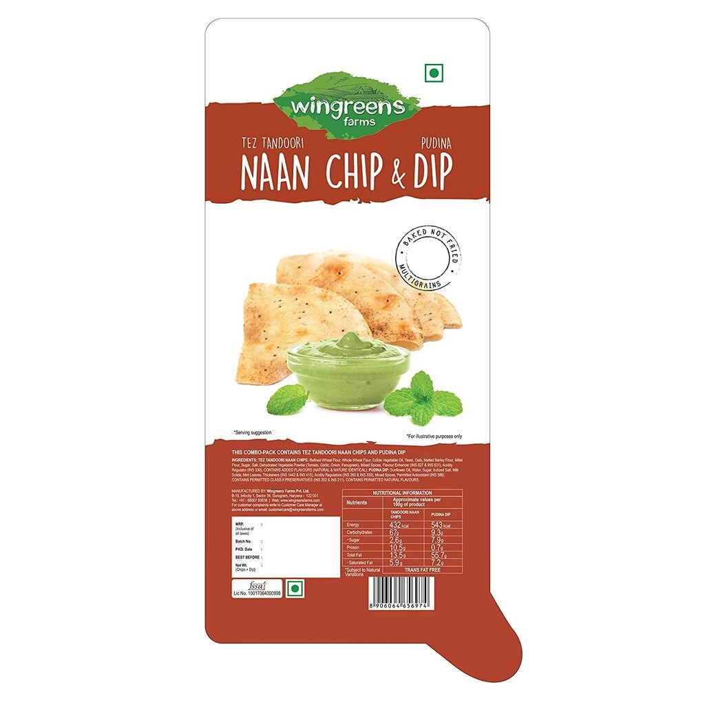 Farms Tez Tandoori Naan Chips & Pudina Dips ( Pack of 1