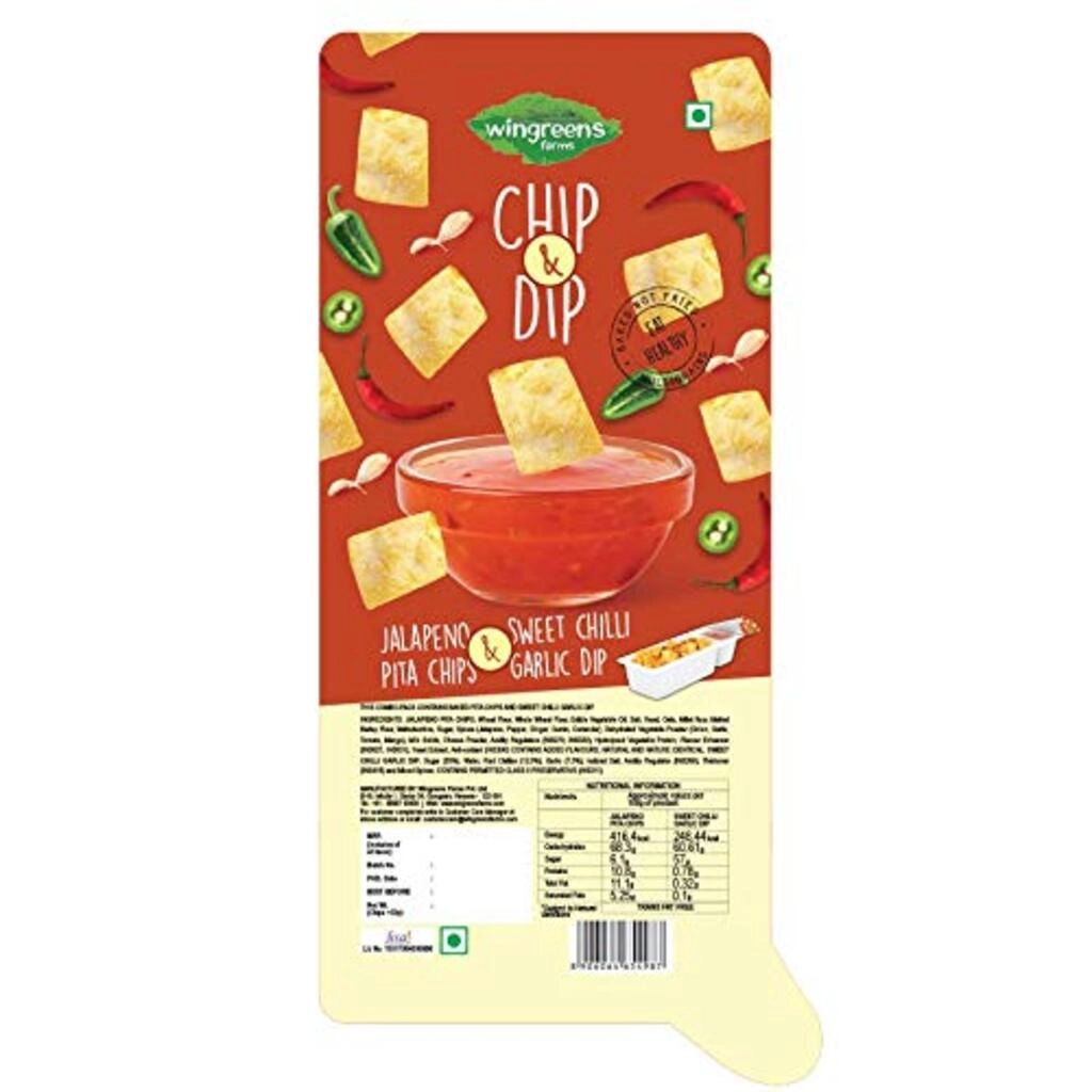 Farm Chip & Dip Jalapeno Pita Chips & Sweet Chilli Garlic Dip (Pack of