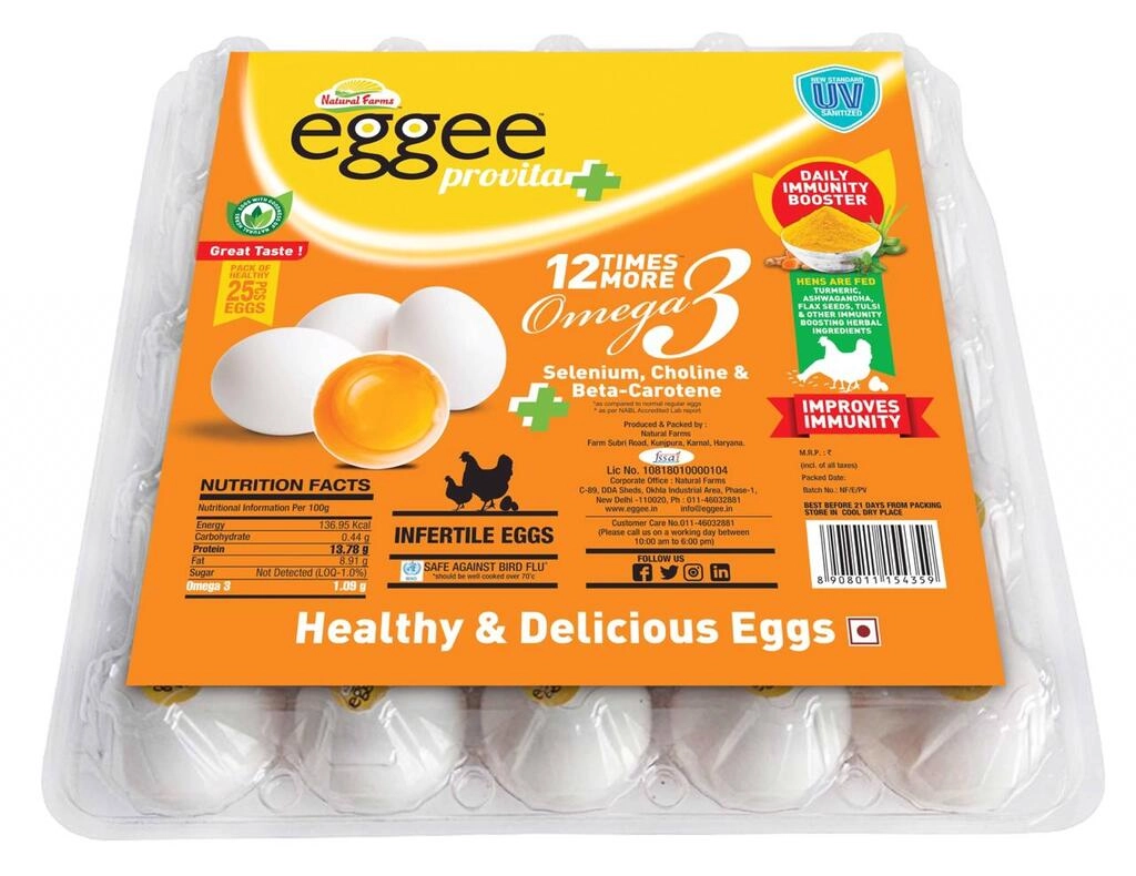 Eggee Provita Plus Omega 3 - White Eggs 25 Pcs