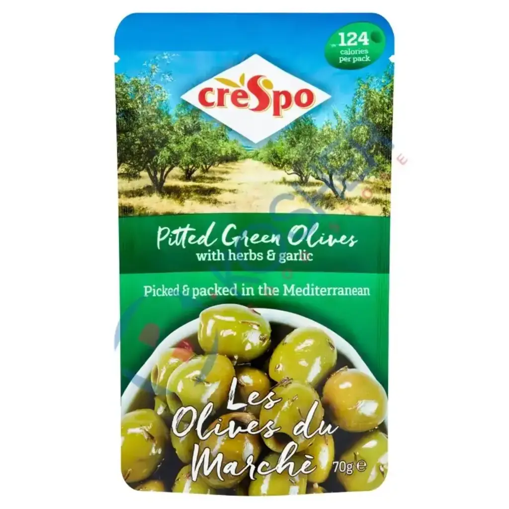 Pitted Green Olives With Herbs & Garlic