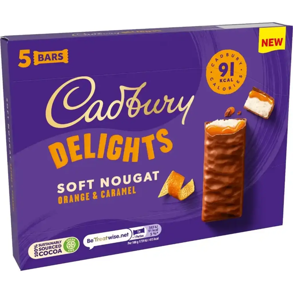 Delights Soft Nougat Orange & Caramel Chocolate 5 Bars