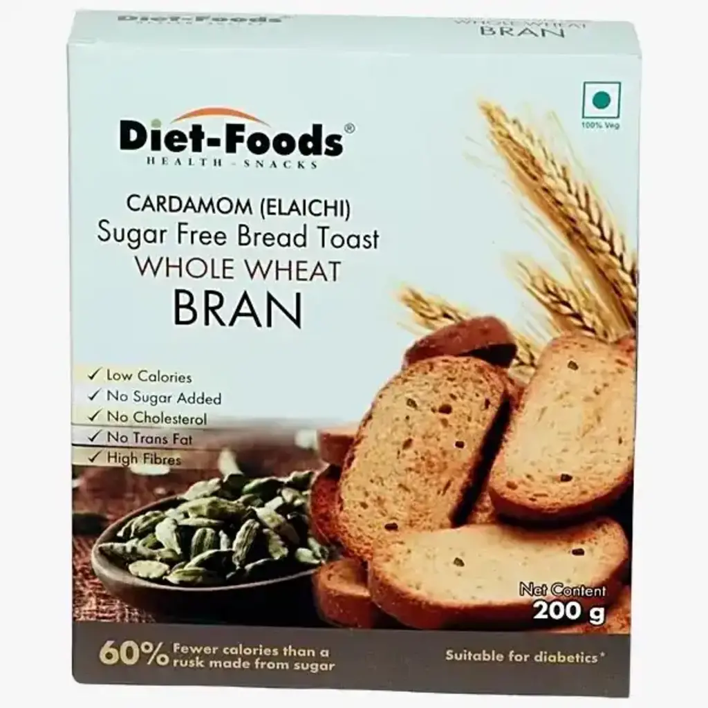 Cardamom Sugar Free Bread Toast Whole Wheat Bran