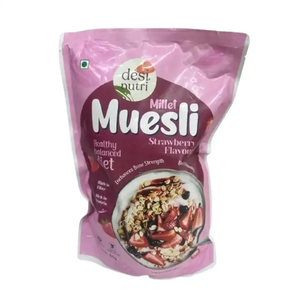 Strawberry Flavour Millet Muesli