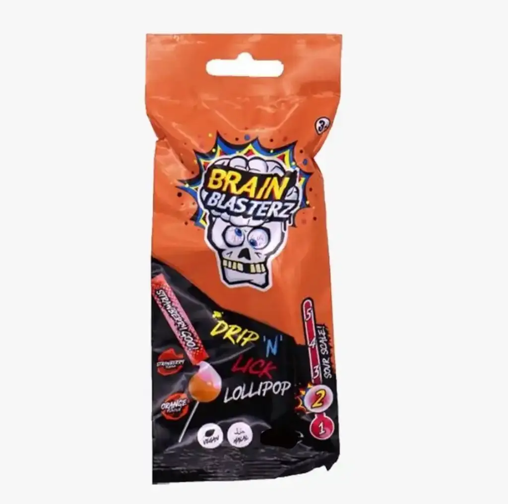 Brain Blasterz Dip N Lick Strawberry Lollipop