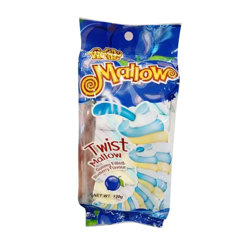 Mallow Twist Gummy Filled Blueberry Flavour