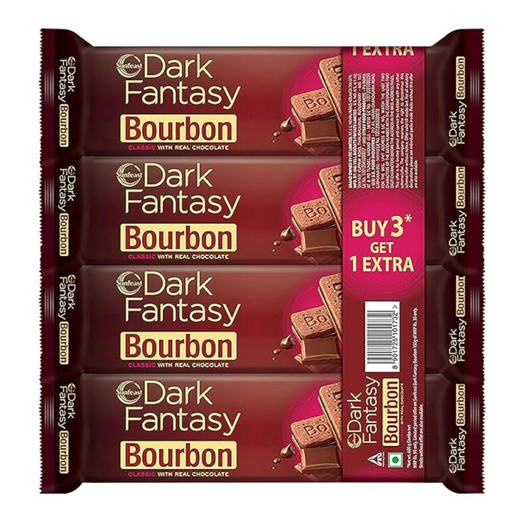 Dark Fantasy Bourbon With Classic Chocolate Biscuit Combo Pack (3+1 Free)