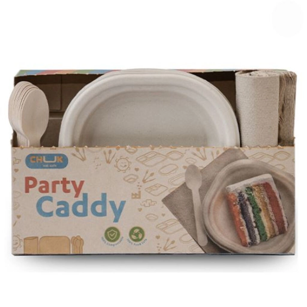 Party Caddy Disposable Combo - 10 Plates 10 Spoons 10 Tissues