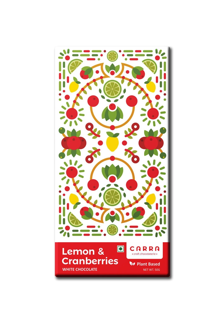 Carra Lemon & Cranberries Plant Based White Chocolate