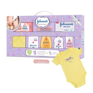 Johnsons Baby Care Collection Baby Gift Set with Organic Cotton Baby Dress