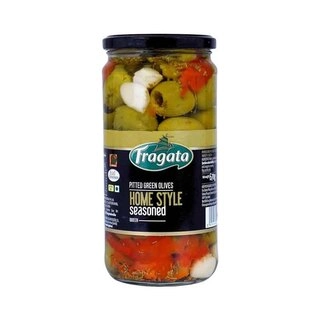 Home Style Seasoned Pitted Green Queen Olives