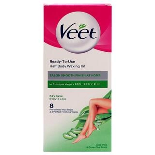 Ready To Use Half Body Waxing Kit With Aloe Vera & Green Tea Scent For Dry Skin
