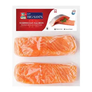 Norwegian Salmon Frozen Skin On Fish Fillet Portions