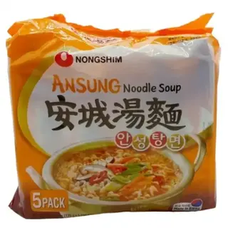 Ansung Mild Spicy Soybean Paste Flavour Soup Noodles  5pc Pack
