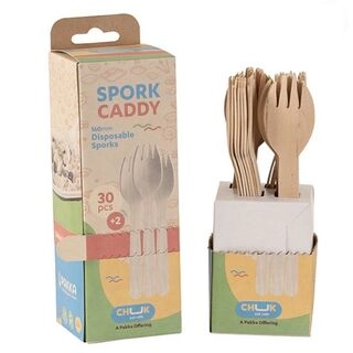 Spork Caddy 160 mm Disposable Wooden Sporks