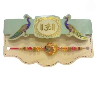 Om Peacock Multi Colour Beads Rakhi