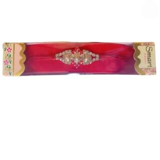 Smart Diamond Red Beads Rakhi With Red Thread