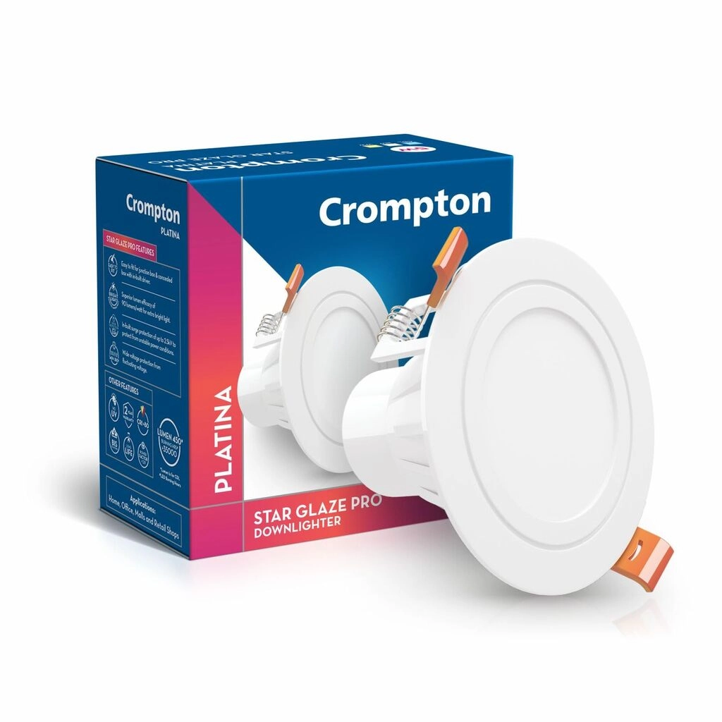 Crompton Round LED Downlight 5 Watt Star Glaze Pro (CUTOUT 95MM) White
