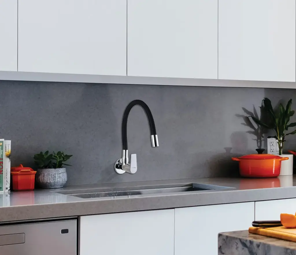 Hindware Flexible Kitchen Tap Black (Wall Mounted)