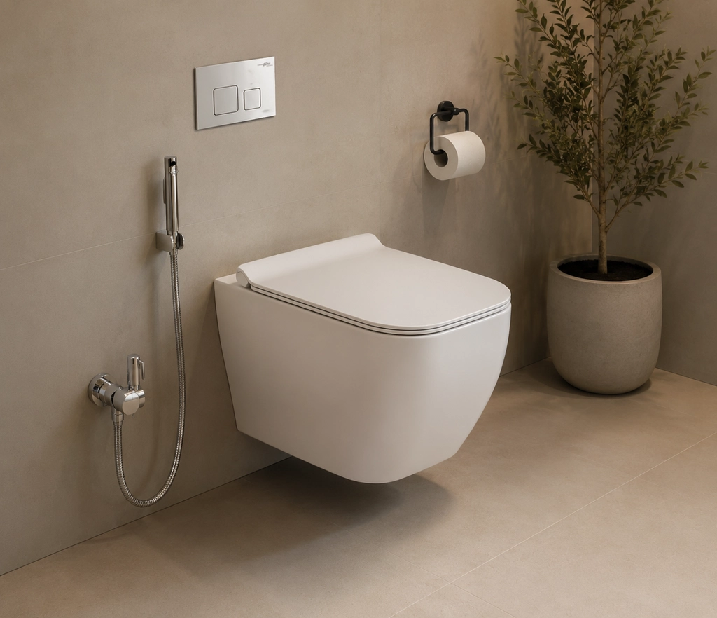 Hindware One-piece Wall Mounted Commode Element Plus