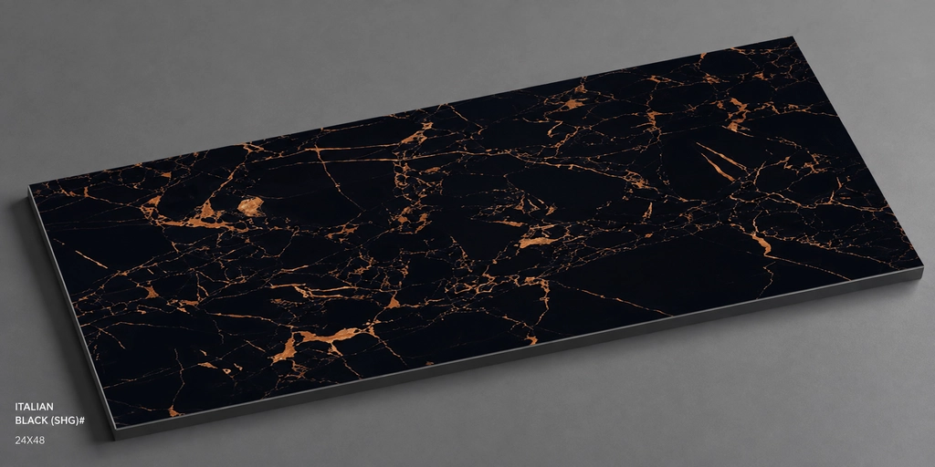 24X48 Tile  ITALIAN   BLACK (SHG)# Vitrified Body -Box-2pieces-1sq feet -57 Rs