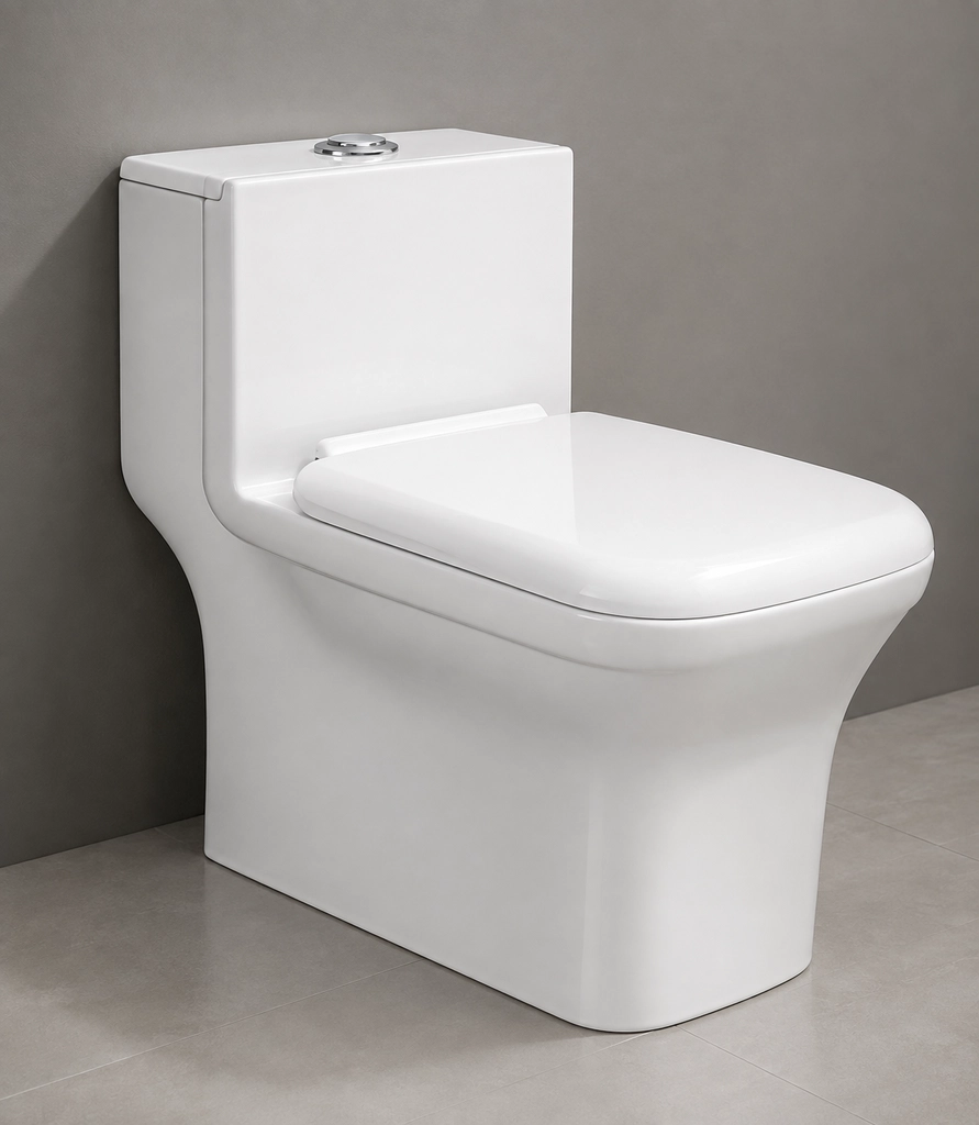 PREMIUM GRADE FLOOR MOUNTED ONE PIECE ("S" TRAP ) 104 - PREMIUM GRADE FLOOR MOUNTED ONE PIECE ("S" TRAP ) Western Commode (WHITE)