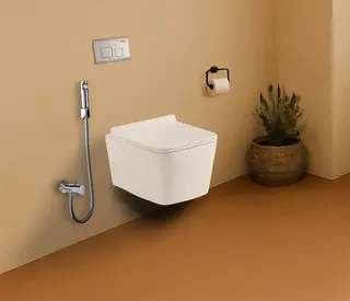 Hindware One-piece Wall Mounted Commode Ebello Rimless