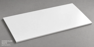 24X48 Tile PLAIN WHITE  (SATIN MATT) Vitrified Body -Box-2pieces-