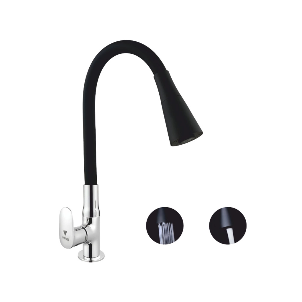 Swan Neck With Shower Duel Flow (Black)