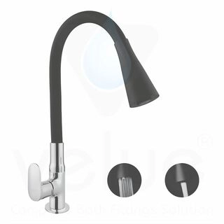 Swan Neck With Shower Duel Flow (Black)-V98210