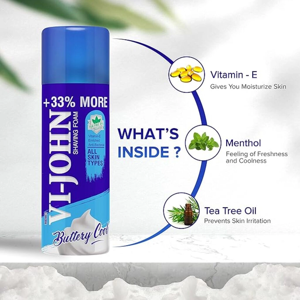 Vi-John Shaving Cream - All Skin Types 124Gm