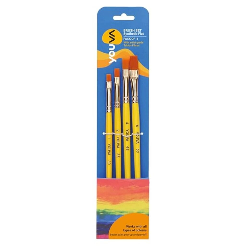 Brush Set Synthetic Flat 4Pic