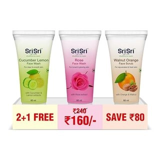 Face Wash Cucumber Lemon, Rose, Walnut 180Gm*3Pc Combo