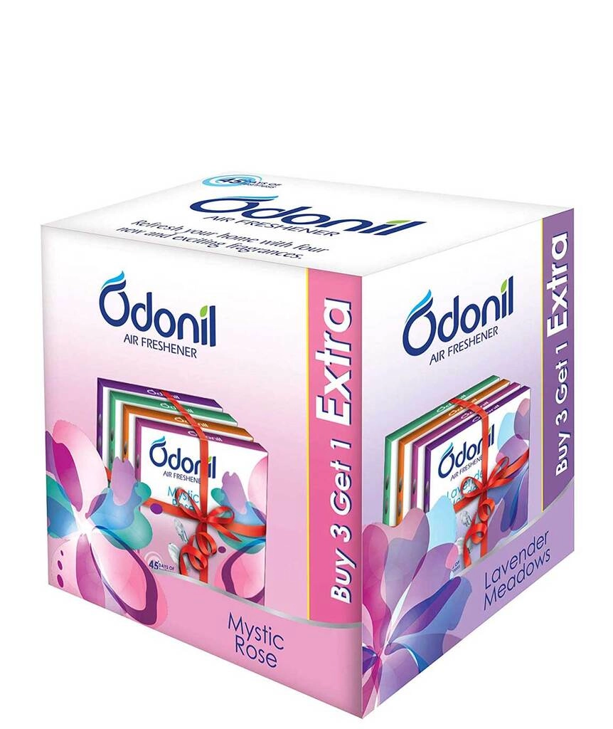 ODONIL TOILET AIR FRESHENER, MIX (BUY 3 GET 1 FREE EXTRA) 75GM
