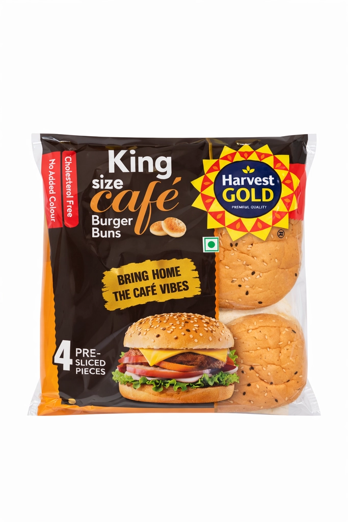 HARVEST GOLD KING SIZE BURGER BUNS 280G (4PCS)