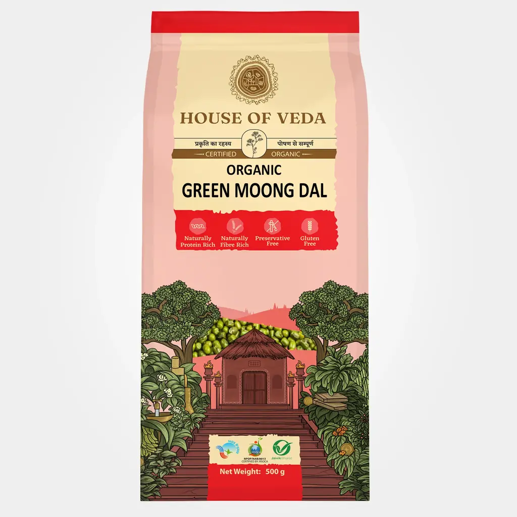 Hov Organic Green Moong Dal 500Gm