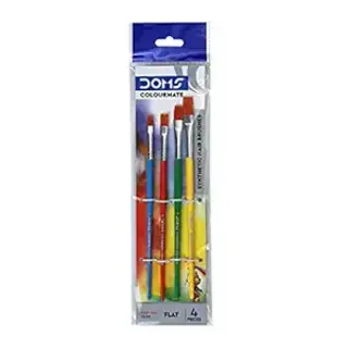 Colourmate Synthetic Brushes Flat 4Pieces