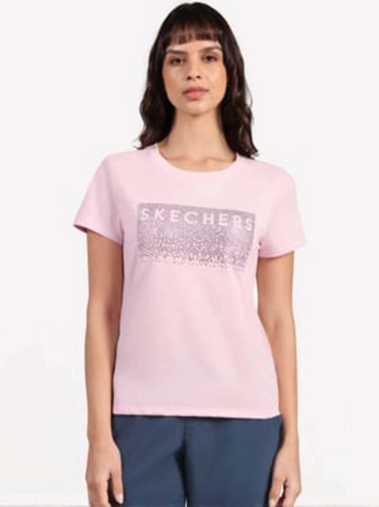 Women Pink Regular Fit Embellished T-Shirt