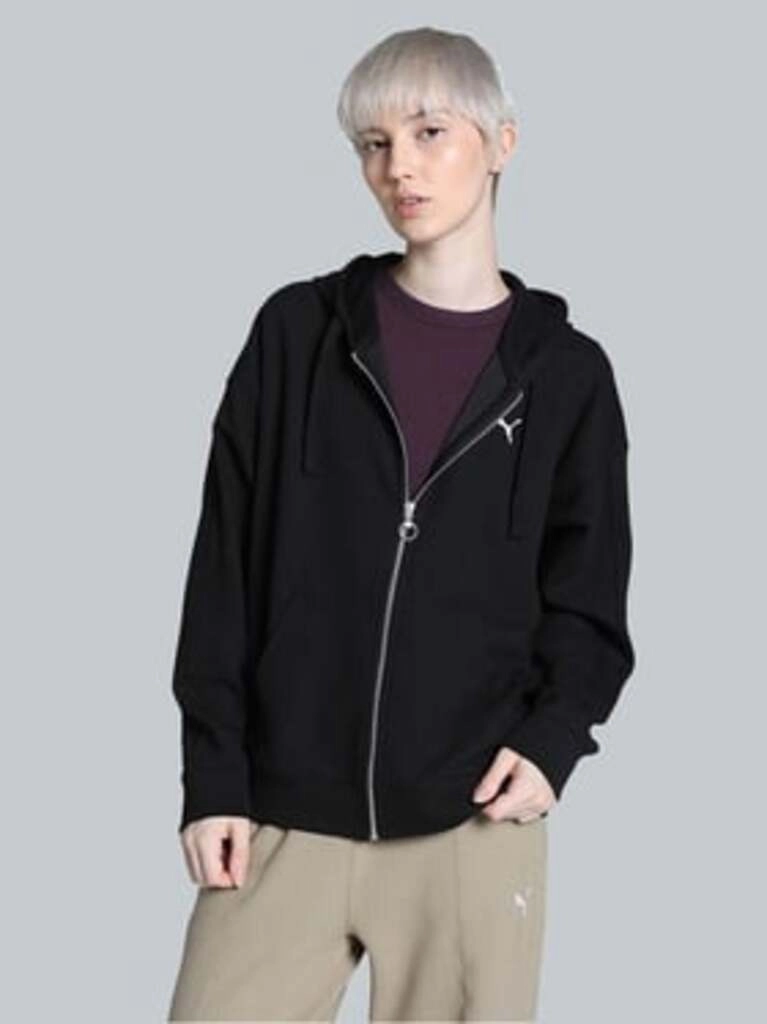 Women's Black Plain Sports Hoodie