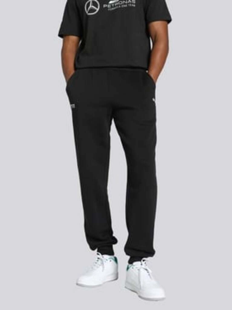 Men's Mercedes-AMG Petronas Formula 1 Black Cotton Regular Fit Sports Joggers