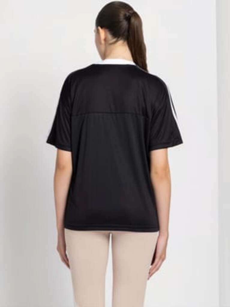 Women's Black Striped Sports T-Shirt