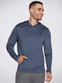 Men Blue Slim Fit Hooded Sweatshirt