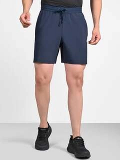 Men Navy Regular Fit Sports Shorts