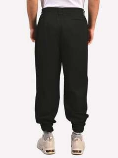 Men Black Cotton Regular Fit Joggers