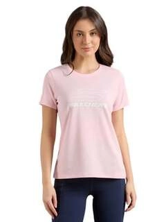 Women Pink Regular Fit Logo Printed Sports T-Shirt