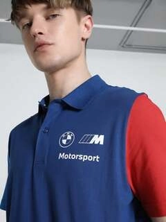 Men's Blue Cotton Regular Fit Colour Block Sports Polo