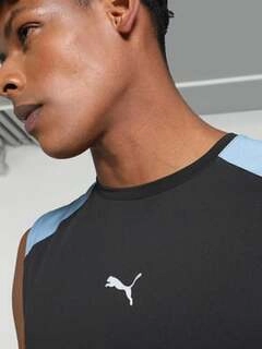 Men's xONE8 Black & Blue Slim Fit Colour Block Tank Tees
